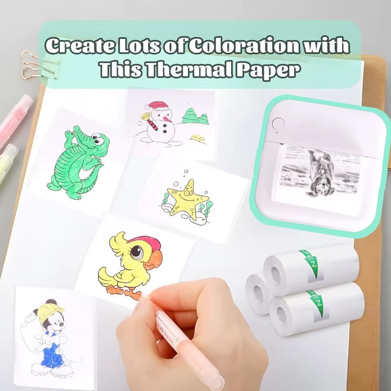 High-Quality Thermal Adhesive Sticker Paper for Mini Printers – 57X25mm Coreless Inkless Black Print Paper for Creative Projects and Receipts