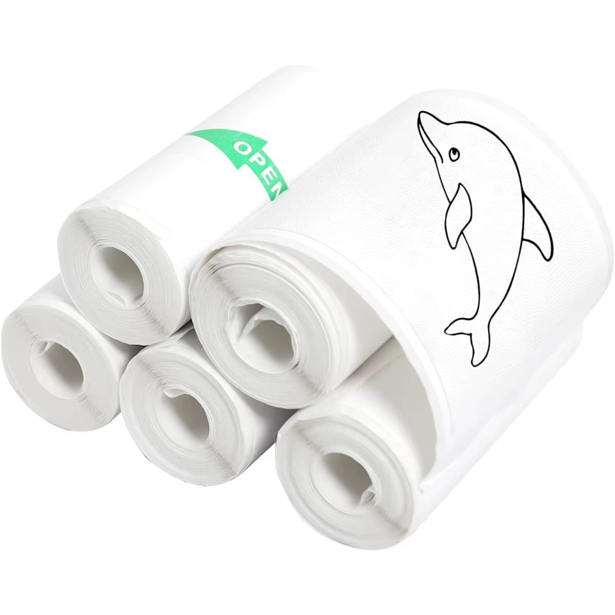 Enhance Your Printing Experience with 5 Rolls of Thermal Adhesive Sticker Paper - 57x25mm, Inkless Black on White for Mini Printers and POS Receipts