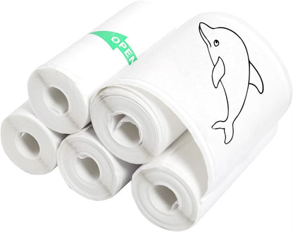 Enhance Your Printing Experience with 5 Rolls of Thermal Adhesive Sticker Paper - 57x25mm, Inkless Black on White for Mini Printers and POS Receipts