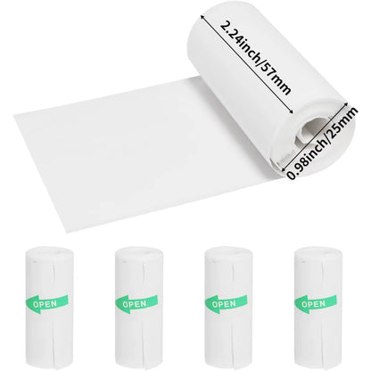 Enhance Your Printing Experience with 5 Rolls of Thermal Adhesive Sticker Paper - 57x25mm, Inkless Black on White for Mini Printers and POS Receipts