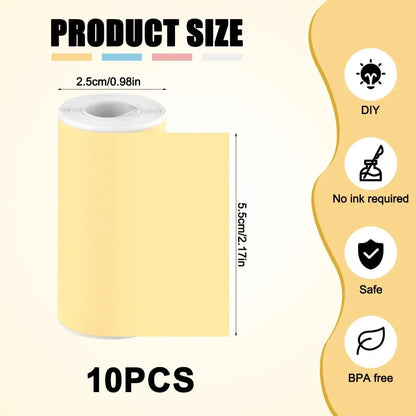 Vibrant Thermal Photo Printing Sticker Paper - Self-Adhesive 57x25mm for Portable Printers & Instant Cameras in Pink, Blue, Yellow, and White