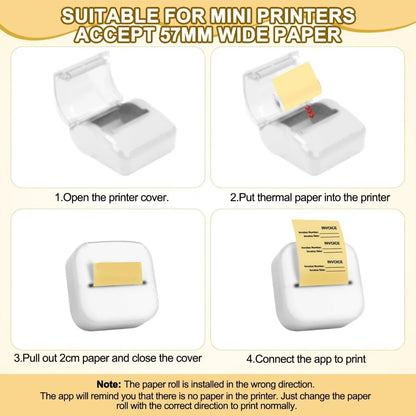 Vibrant Thermal Photo Printing Sticker Paper - Self-Adhesive 57x25mm for Portable Printers & Instant Cameras in Pink, Blue, Yellow, and White