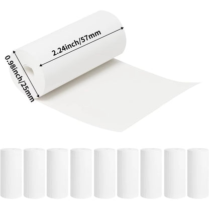 Enhance Your Printing Experience with 5 Rolls of Thermal Adhesive Sticker Paper - 57x25mm, Inkless Black on White for Mini Printers and POS Receipts